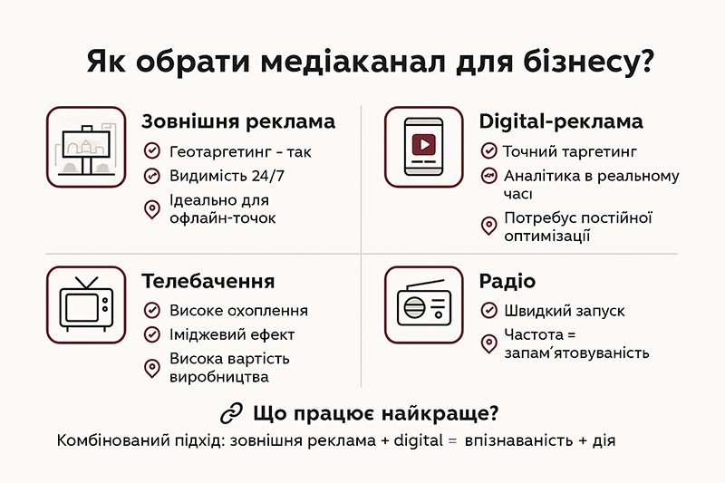 Інфографіка: Як обрати медіаканал для бізнесу